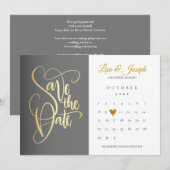 Kalender Goud Liefde Hart QR Code Trouwen Save The Date (Voorkant / Achterkant)
