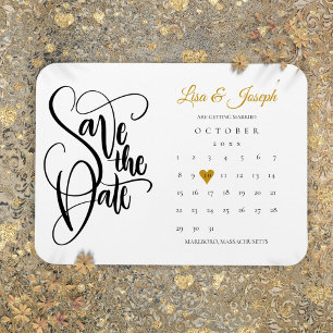 Kalender Goud Liefde Hart Trouwen Datum Bewaren Magneet