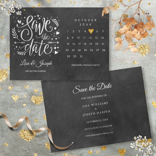 Kalender Goud Liefde Hart Zwart Wit Save The Date