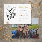 Kalender Gouden Hart Foto Script Save the Date Aankondigingskaart