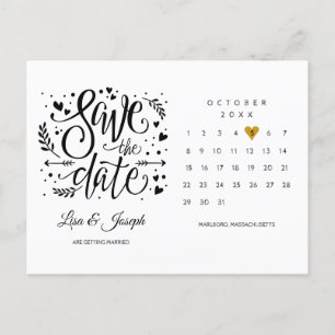 Kalender Gouden Hart Save the Date Briefkaart