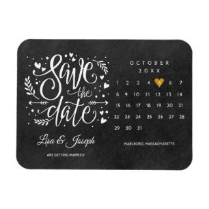 Kalender Gouden Hart Schoolbord Bewaar de Datum Magneet