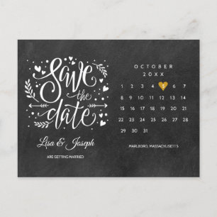 Kalender Gouden Hart Schoolbord Foto Bewaar de Dat Briefkaart