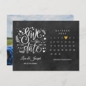 Kalender Gouden Hart Schoolbord Foto Bewaar de Dat Briefkaart (Voorkant / Achterkant)