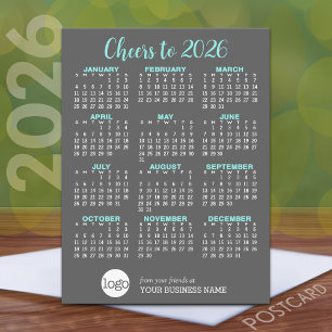 Kalender Grijs Aqua Business Logo - Vakantie Briefkaart