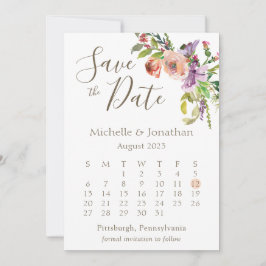 Kalender groene boho Floral Flowers Weddenschap Save The Date