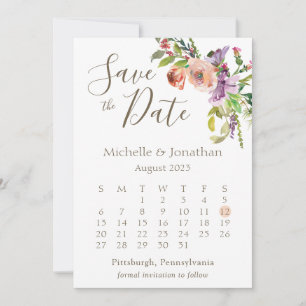 Kalender groene boho Floral Flowers Weddenschap Save The Date