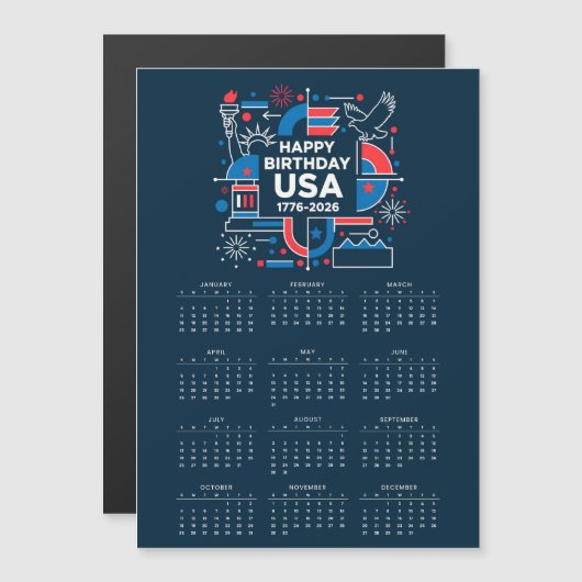 Kalender Happy Birthday USA 250 (Voorkant / Achterkant)
