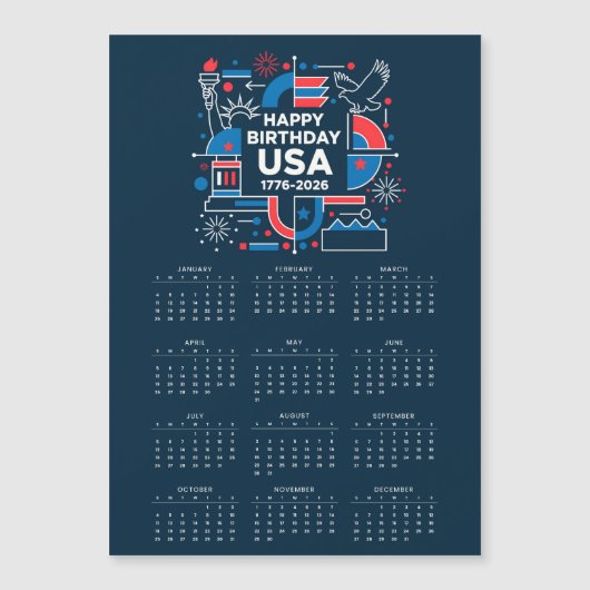 Kalender Happy Birthday USA 250 (Voorkant)