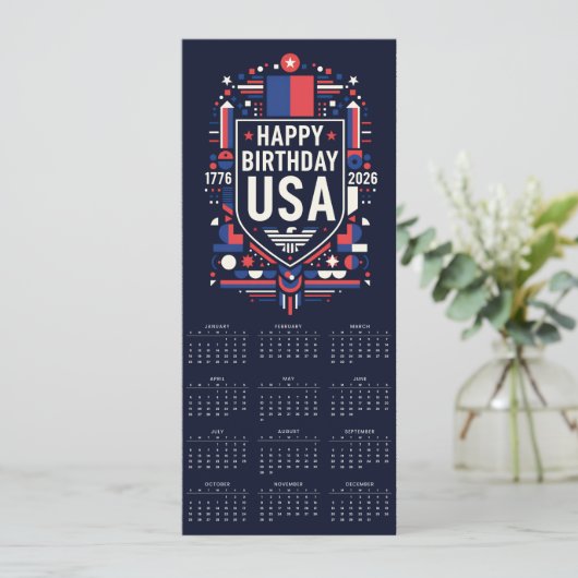 Kalender Happy Birthday USA 250 Feestdagenkaart (Staand voorkant)