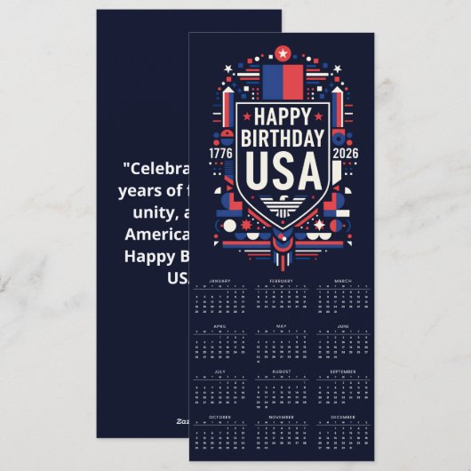 Kalender Happy Birthday USA 250 Feestdagenkaart (Voorkant / Achterkant)