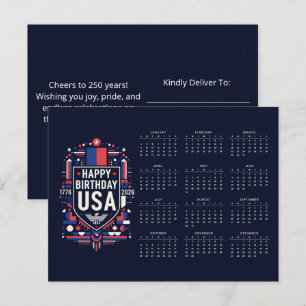 Kalender Happy Birthday USA 250 Feestdagenkaart