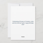 Kalender Happy Birthday USA 250 Feestdagenkaart (Achterkant)