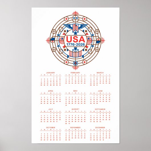 Kalender Happy Birthday USA 250 Poster (Voorkant)
