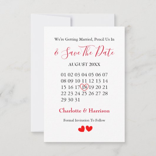 Kalender Hart Trouwen Bewaar De Datum Save The Date (Voorkant)