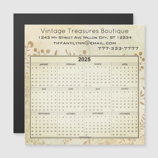 Kalender Heart Leaf Tree Floral Mint Green (Voorkant / Achterkant)