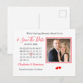 Kalender Heart Wedding Sla de datum op Foto Aankondigingskaart (Voorkant / Achterkant)
