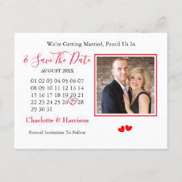 Kalender Heart Wedding Sla de datum op Foto Aankondigingskaart