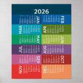 Kalender - Hele jaar met kleurrijke maanden Poster (Voorkant)