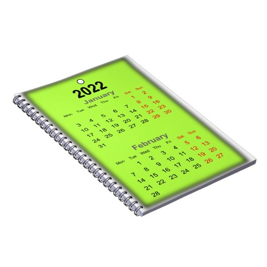 Kalender januari 2022 notitieboek (Rechterzijde)