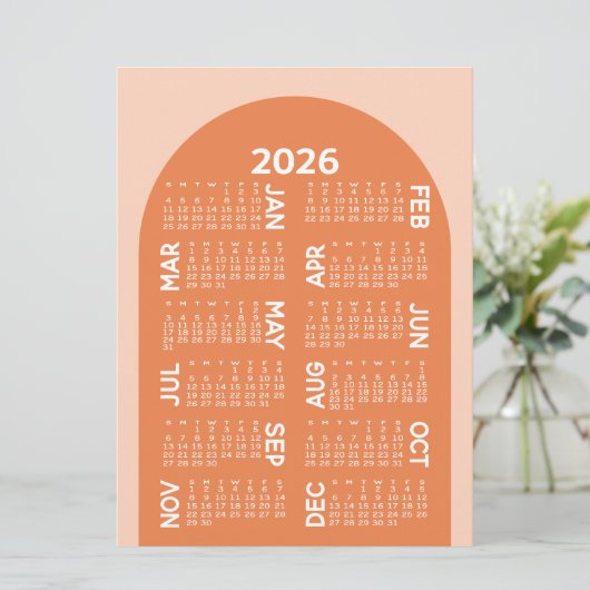 Kalender - kan mod arch retro koraal downloaden feestdagenkaart (Staand voorkant)