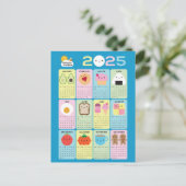 Kalender Kawaii Food 2025 Briefkaart (Staand voorkant)