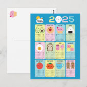 Kalender Kawaii Food 2025 Briefkaart (Voorkant / Achterkant)