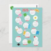 Kalender Kawaii Life 2025 Briefkaart (Voorkant / Achterkant)