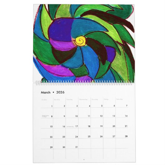Kalender (kleurrijke bloemen) (Mar 2026)