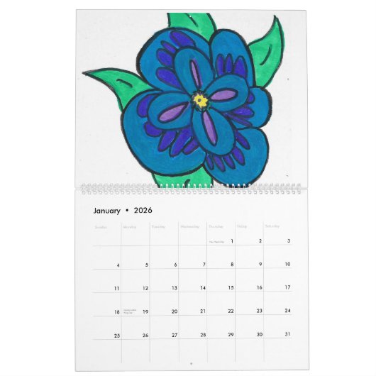 Kalender (kleurrijke bloemen) (Jan 2026)