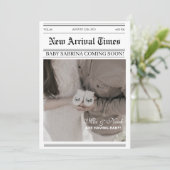 Kalender krant foto Baby shower Kaart (Staand voorkant)