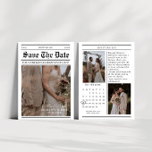 Kalender krant foto bruiloft opslaan van de datum kaart