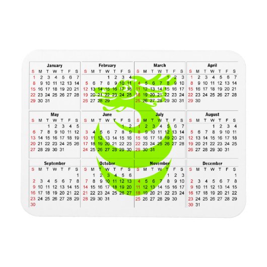 Kalender Licht Groene draak Premium Magnet Magneet (Horizontaal)