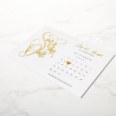 Kalender Liefde Hart Bewaar de Datum Goud Folie Uitnodiging (Gedraaid)