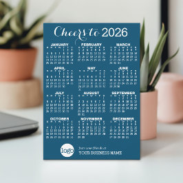 Kalender, Logo - Blauw Wit Zakelijke Vakantie Kaar Kaart