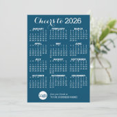 Kalender, Logo - Blauw Wit Zakelijke Vakantie Kaar Kaart (Staand voorkant)