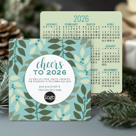 Kalender, Logo - Cheers - Aqua en Green Business Feestdagenkaart
