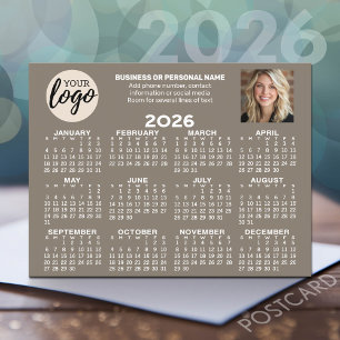 Kalender - logo, foto, zakelijk contact - beige briefkaart