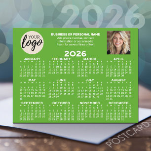 Kalender - logo, foto, zakelijk contact - groen briefkaart