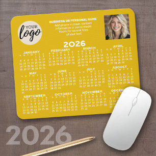 Kalender - logo, foto, zakelijk contact mosterd muismat