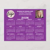 Kalender - logo, foto, zakelijk contact - paarse briefkaart (Voorkant)