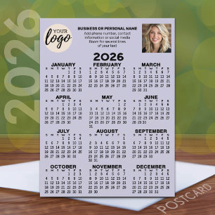 Kalender - logo, foto, zakelijk contact - pastel briefkaart