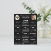 Kalender - logo, foto, zakelijk contact - zwart briefkaart (Staand voorkant)