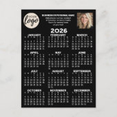 Kalender - logo, foto, zakelijk contact - zwart briefkaart (Voorkant)