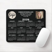Kalender - logo, foto, zakelijk contact - zwart muismat (Met muis)