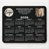Kalender - logo, foto, zakelijk contact - zwart muismat (Voorkant)