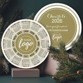 Kalender, Logo - Gold White Circle Zakelijk Feestdagenkaart