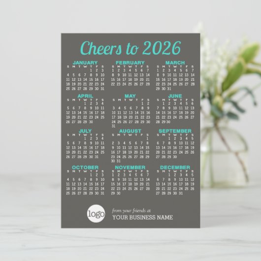 Kalender, Logo Modern Grey Zakelijke vakantie Kaar Kaart (Staand voorkant)
