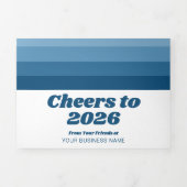 Kalender - Logo - Navy Retro Stripes Zakelijk Drieluik Wenskaart (Cover)