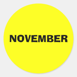 Kalender Maand door Janz November Geel Ronde Sticker